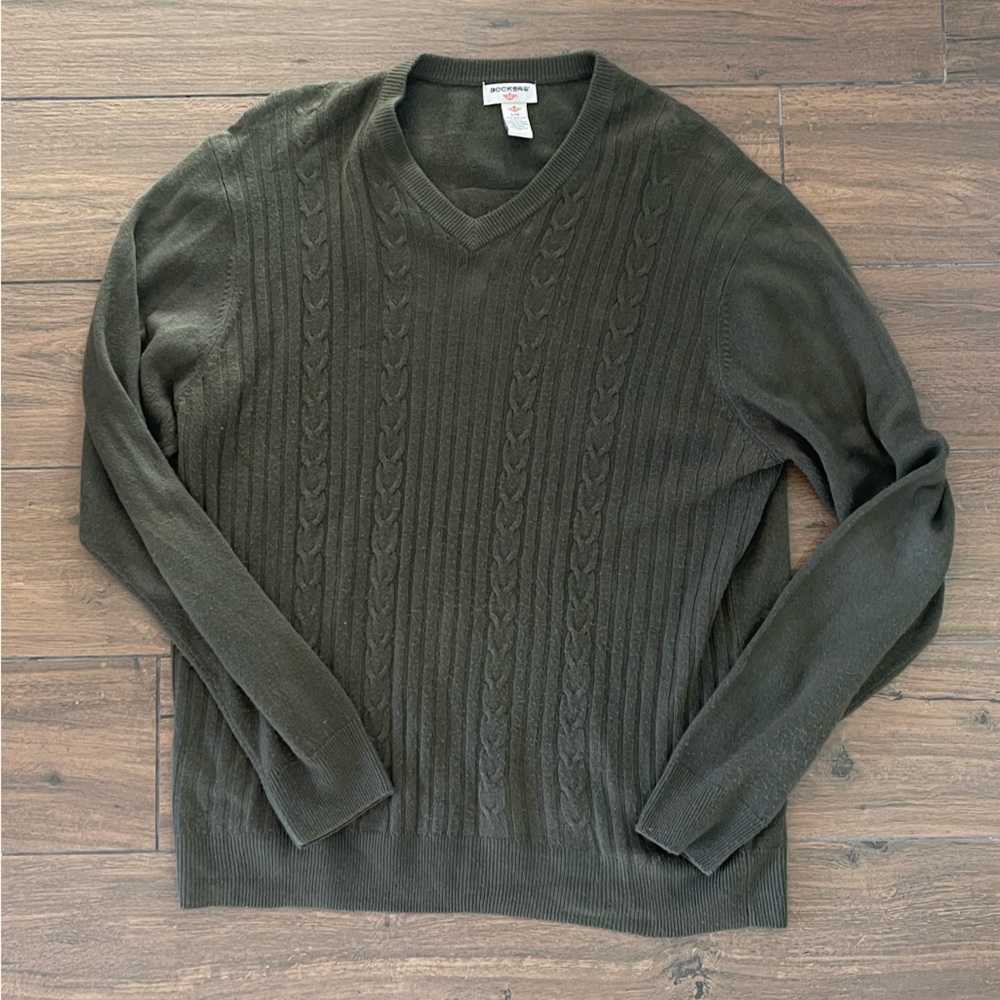 Earth Green V-Neck Dress Sweater